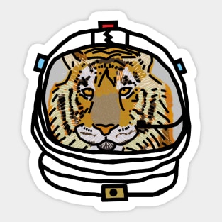 Tiger Astronaut Funny Animals in Space Sticker